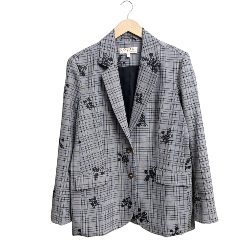 Anthropologie Dolan Plaid Embroidered Blazer - Picture 2 of 6